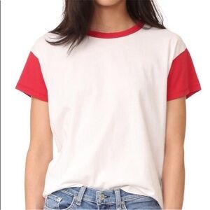 Rag & Bone Red and White Short Sleeve Tee